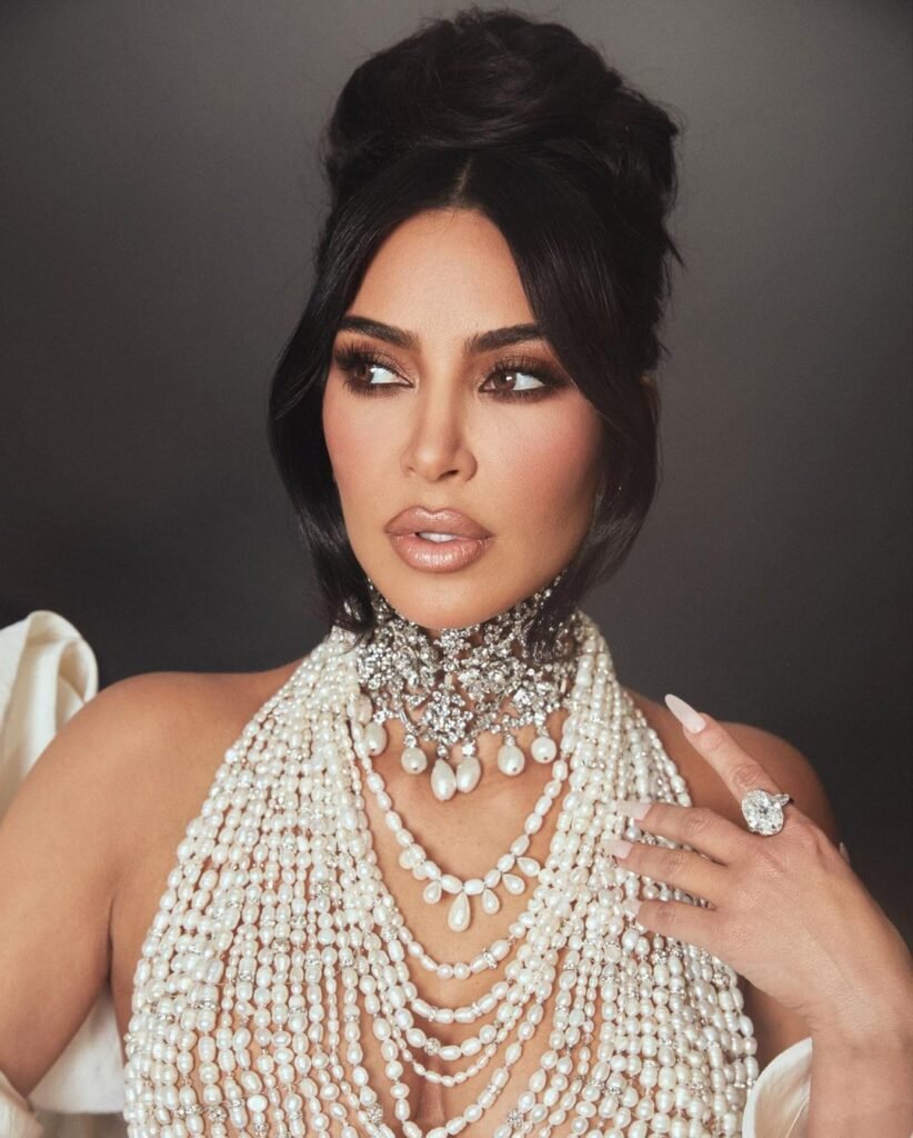 Kim Kardashian “Dripped In Pearls” In Nude Dress At Met Gala